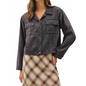 NEW BE COOL abby cropped shacket in charcoal